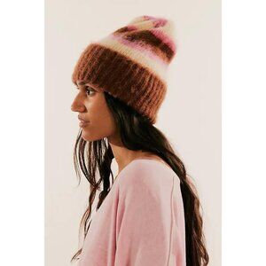 Free People On The Groove Pink and Brown Knit Beanie FREE PEOPLE - Winnie Waffle Cuff Beanie - 2 Colors! main image 3